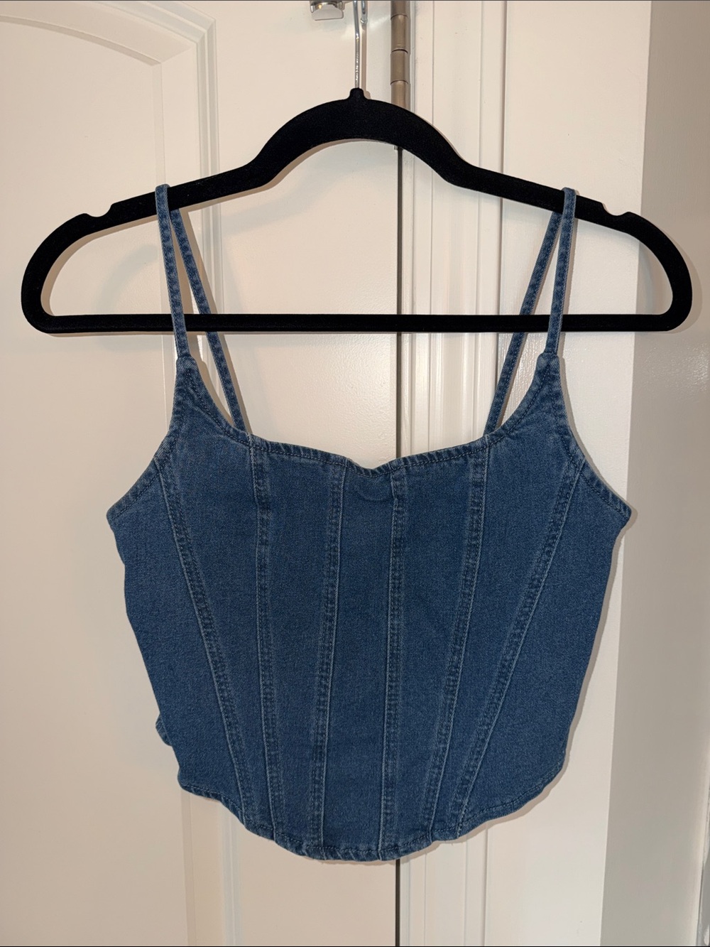 Women's Blue Denim Corset Camisole